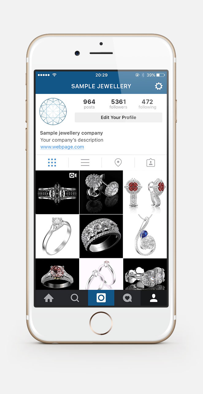 3D jewelry design in social media instagram