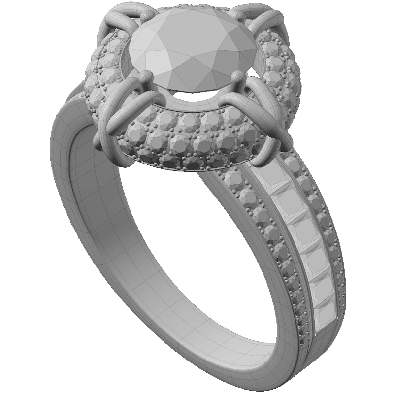 perspective view of wireframe 3D diamond ring